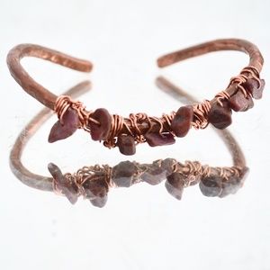 Natural Ruby Rubies Copper Bracelet Wire Wrapped